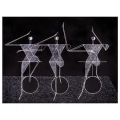 Three Cyclists by Arturo Luz, acrylic on canvas, sold Dec 2022