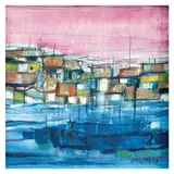 Sailboats by Oscar Zalameda, oil on canvas<br />, sold Dec 2022