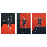 Arturo Luz, a) Juggler b) Cyclist c) Musician, acrylic on canvas