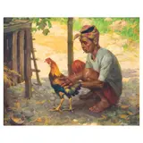 Sabungero by Fernando Amorsolo, oil on wood, sold Dec 2022