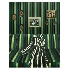 Geraldine Javier, Arrangement in Gray and Black (Diptych), metallic tray and oil on canvas