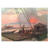 Fernando Amorsolo, Evening Meal on a Raft House