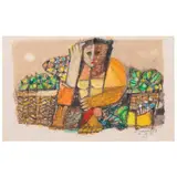 Woman by Mauro Malang Santos, oil pastel on paper, sold Jun 2022