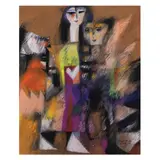 Abstraction by Mauro Malang Santos, gouache on paper, sold Jun 2022