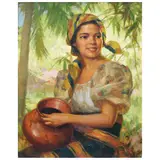 Dalagang Bukid (Girl with Banga) by Fernando Amorsolo, oil on canvas, sold Dec 2021