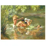 Bathers by Fernando Amorsolo, oil on canvas, sold Dec 2021