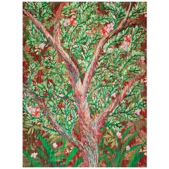 Trees by Raffy Napay, fabric, cotton, thread, and wool, sold Dec 2021
