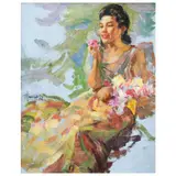 Portrait of a Lady in a Terno by Fernando Amorsolo, oil on canvas, sold Dec 2021