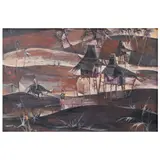 Barrio Scene by Romeo Tabuena, oil on wood panel, sold Dec 2021