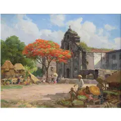 Flame Tree by Fernando Amorsolo, oil on canvas, sold Oct 2021