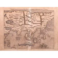 Sebastian Münster, (Tabula orientalis regionis, Asiae scilicet extremas complectens terras et regna), hand-colored