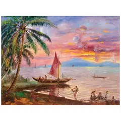 Fishers by the Bay by Isidro Ancheta, oil on canvas, sold Sep 2021