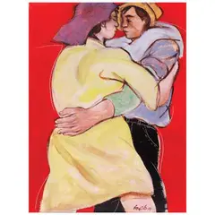 Lovers by Benedicto Cabrera, acrylic on canvas, sold Sep 2021