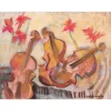 Onib Olmedo, Untitled (Violins), pastel on felt paper