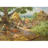 Tinikling by Fernando Amorsolo, oil on canvas, sold Jun 2021