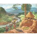Rice Terraces by Fernando Amorsolo, oil on canvas, sold Jun 2021