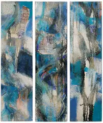 Edwin Wilwayco, Blue Series (Triptych), mixed media