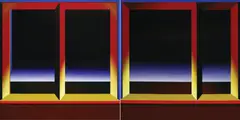 Lee Aguinaldo, Linear No. 98 and Linear No. 99 Diptych, acrylic (aqua-tec) on marine plywood
