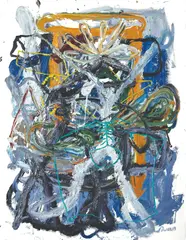 Jigger Cruz, Sunflower with Beer and Peanuts, oil on paper