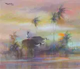 Two Carabaos by Romeo Tabuena, oil on canvas board, sold Feb 2020
