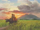 Mt. Arayat by Fernando Amorsolo, oil on canvas, sold Feb 2020