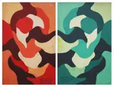 Hernando R. Ocampo 1911-1978, a.) Abstraction 112 b.) Abstraction 113, acrylic on paper