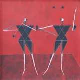 Musician and Juggler by Arturo Luz, acrylic on canvas, sold Jun 2019