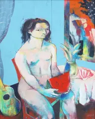 Nude by Marcel Antonio, oil on canvas, sold Jun 2019