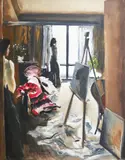 Artist’s Studio by Federico Aguilar Alcuaz 1932-2011, oil on canvas, sold Feb 2019
