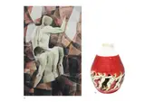 Cesar Legaspi 1917-1994, a.) Quarry Workers b.) Jar, a.) watercolor on paper b.) ceramic