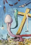 Manuel Ocampo, Guided by Sausage, oil on canvas
