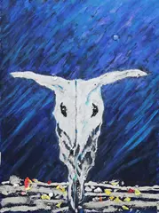 Tribute to Georgia O' Keefe by Marivic Rufino, mixed media, sold Jun 2018