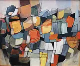 Abstract by José T. Joya, oil on canvas, sold Jun 2018