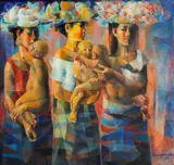Tres Marias by Vicente Manansala, oil on canvas, sold Mar 2018