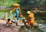 Lavanderas by Fernando Amorsolo, oil on canvas, sold Mar 2018