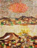 Barrio Scene by Manuel Baldemor, oil on canvas, sold Oct 2017