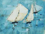 Sail Boats by Oscar Zalameda, watercolor on paper, sold Oct 2017