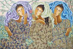 Three Graces by Mario Parial, oil on canvas, sold Oct 2017
