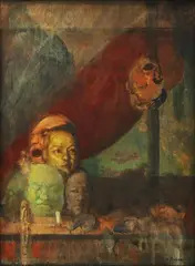 Untitled by Juan M. Arellano, oil on wood, sold Sep 2017