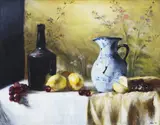 Mia Herbosa, Still Life, oil on masonite board