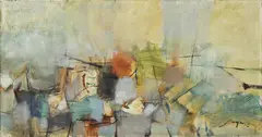 Blue Horizon by José T. Joya, oil on wood, sold Sep 2017