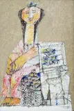Woman Vendor by Mauro Malang Santos, oil on wood, sold Sep 2017