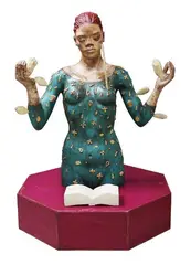 Riel Hilario, Blossoming in a Distance Year, carved wood and epoxy resin