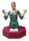 Riel Hilario, Blossoming in a Distance Year, carved wood and epoxy resin