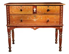 Sheraton Sideboard, Last Quarter of the 19th Century, Red and Yellow Narra, Carabao Bone and Lanite