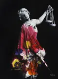 Marco Bañares, Blindfolded Woman with Scale, oil on canvas