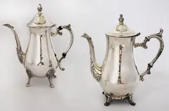 Pair of Silver Plated Footed Coffee Pots with Cove by Menchu Katigbak Collection, sold Mar 2017