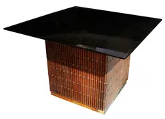 Table Base with Bamboo Design and Glass Top by Menchu Katigbak Collection, sold Mar 2017