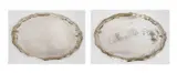 Menchu Katigbak Collection, Pair or Big Round Silver Plated Trays with Side De