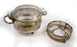 Silver Plated Round Chaffing Dish with Glass Bowl by Menchu Katigbak Collection, sold Mar 2017